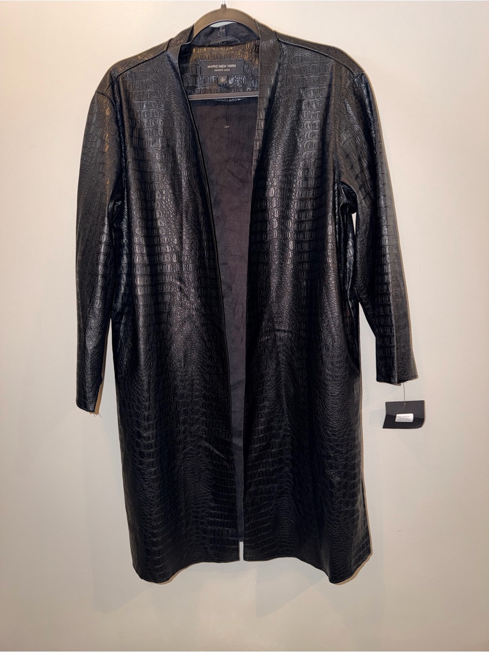 Marc New York faux-leather croc-embossed long duster coat size Large fall luxe